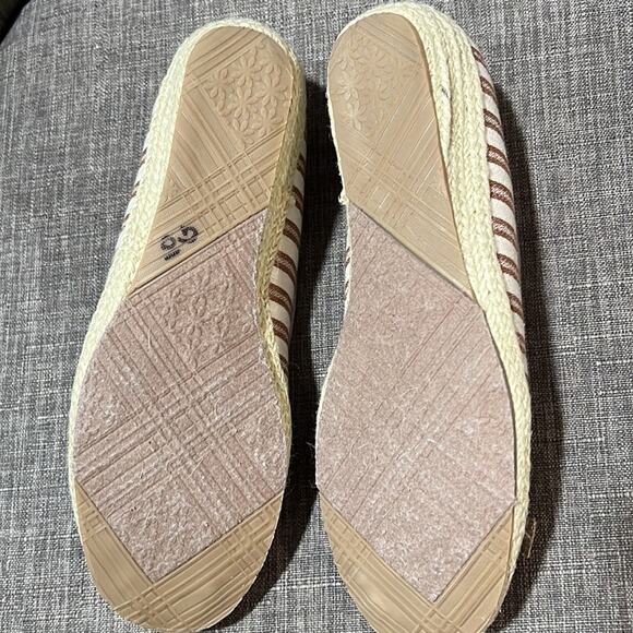 NWOT Beacon Fashion and Fit Espadrilles Jute Wedge Shoes 8.5M tan cream striped - Picture 5 of 11